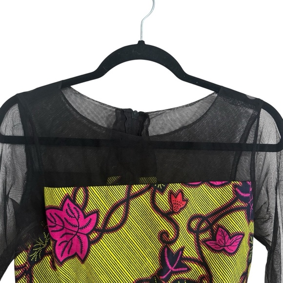 Labisi Adrian Custom Bridal Vibrant Floral Peplum Ankara with Sheer Sleeves - Picture 2 of 11